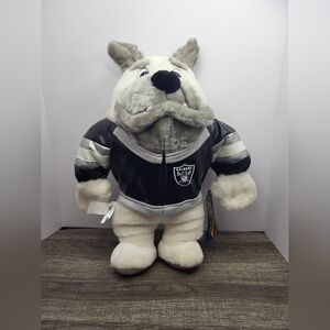 Vintage 1998 Play Football Oakland Raiders NFL 11" Stuffed Bulldog Plush  w/ Tag